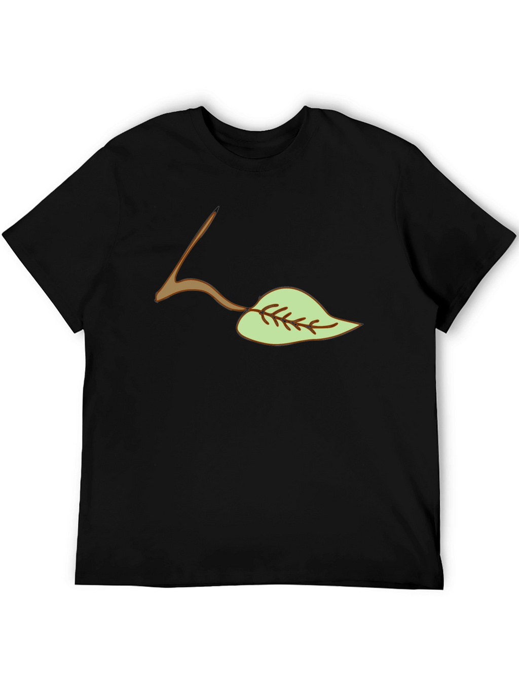 Leaf Graphic Tee - Casual Black T-Shirt