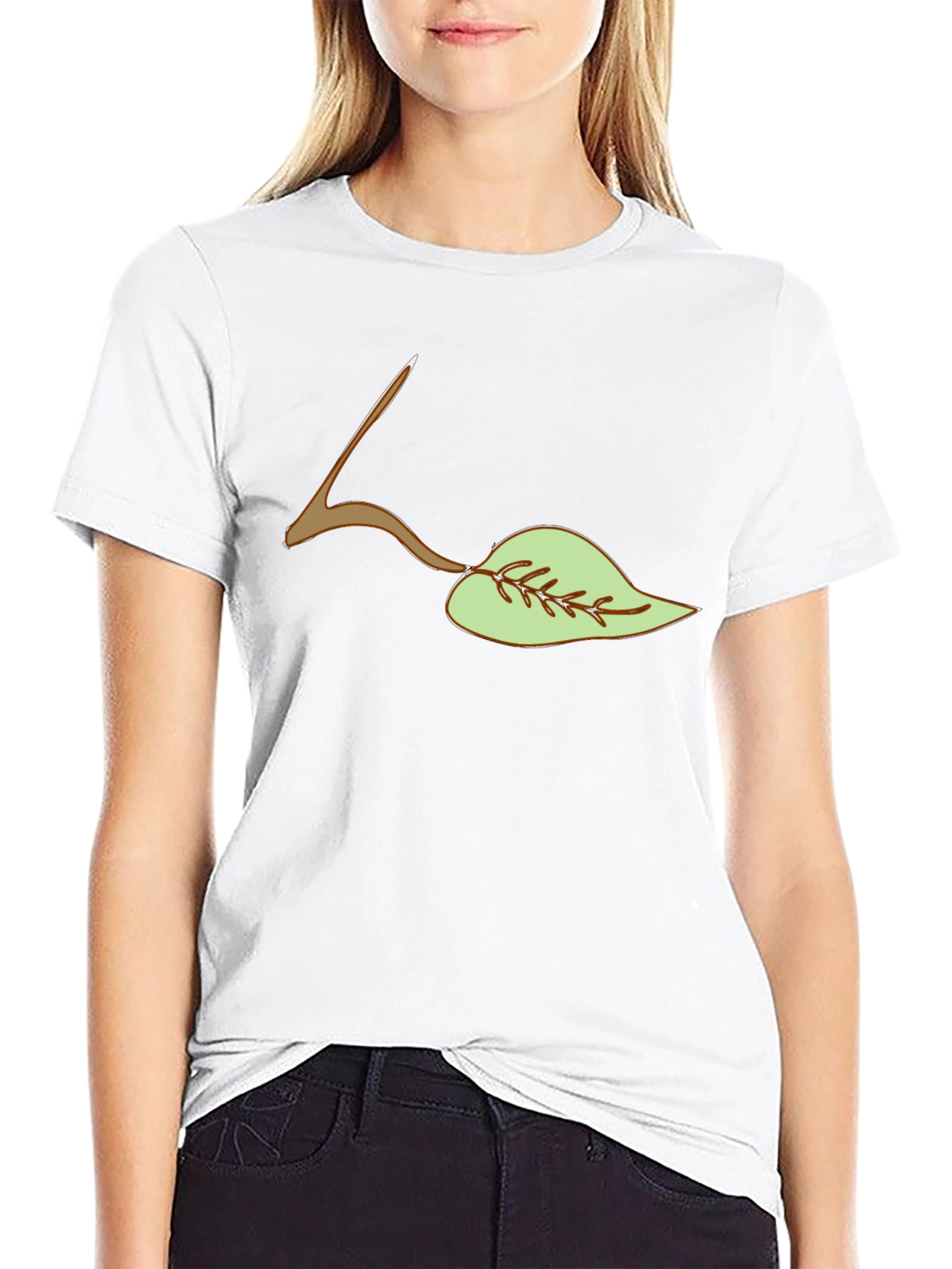 Leaf Graphic Tee - Casual Black T-Shirt