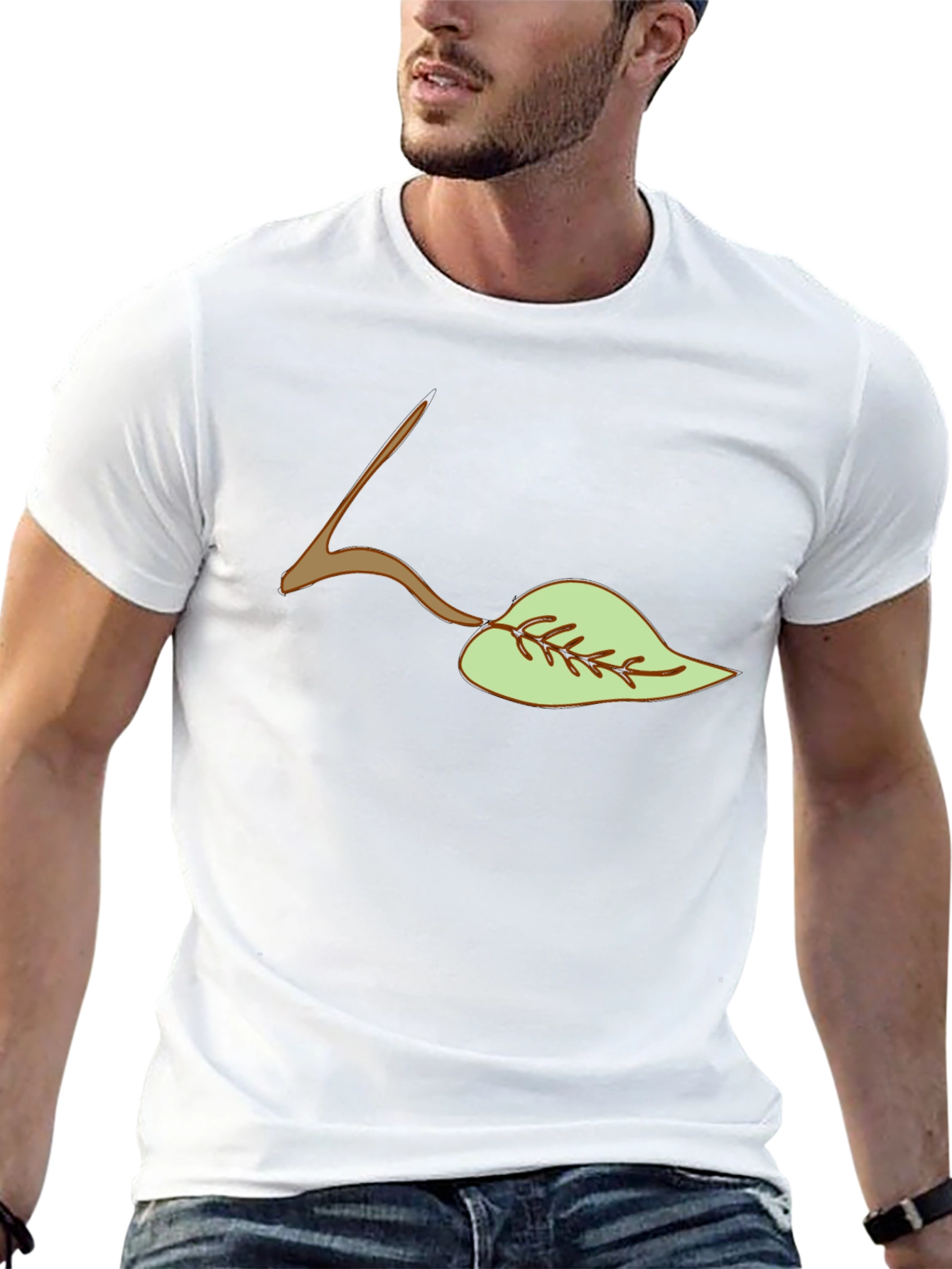 Leaf Graphic Tee - Casual Black T-Shirt