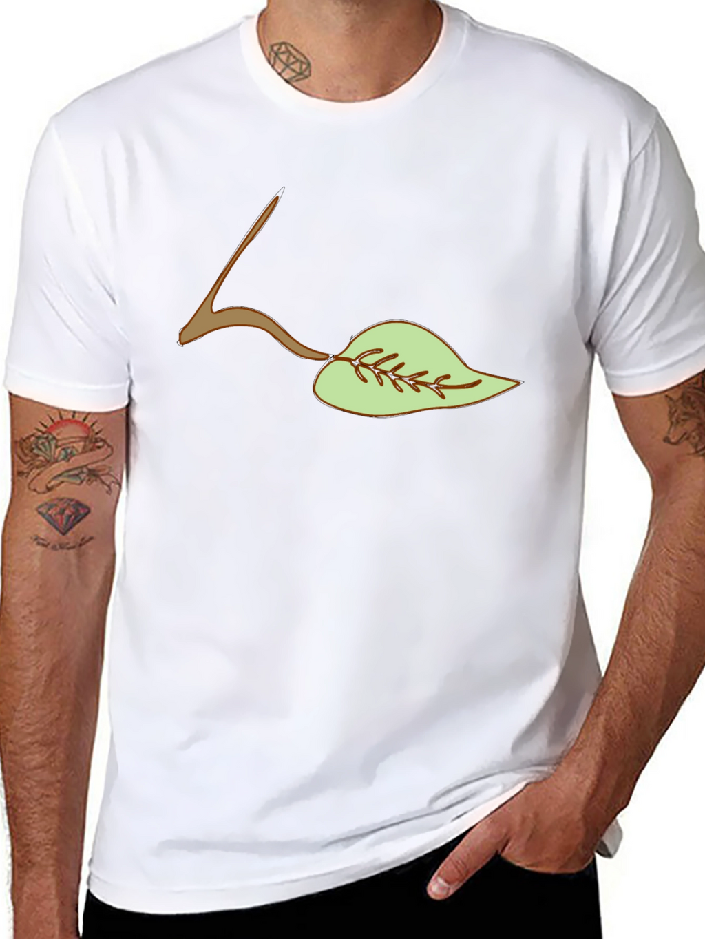 Leaf Graphic Tee - Casual Black T-Shirt