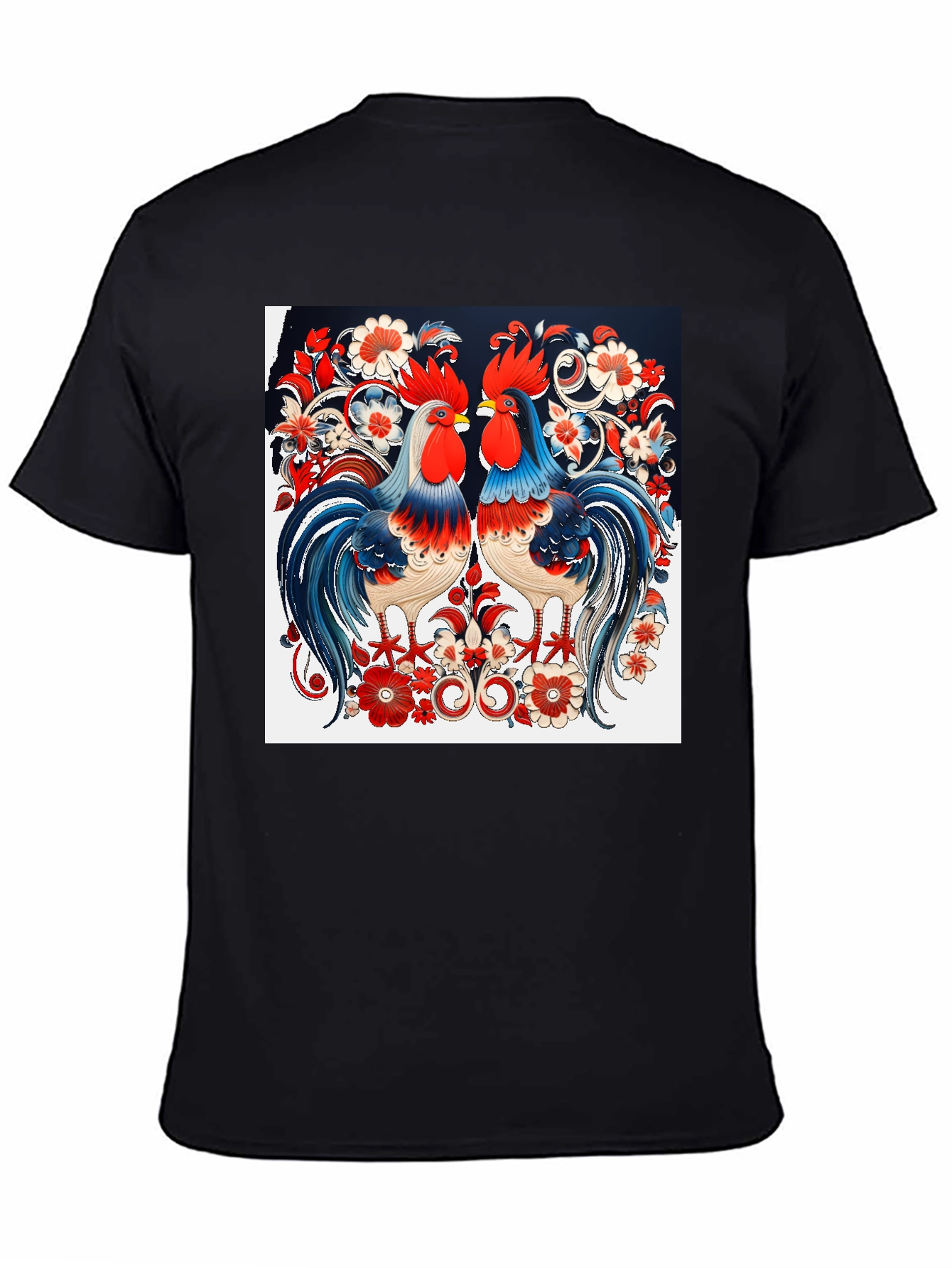 Rooster Floral Print T-Shirt