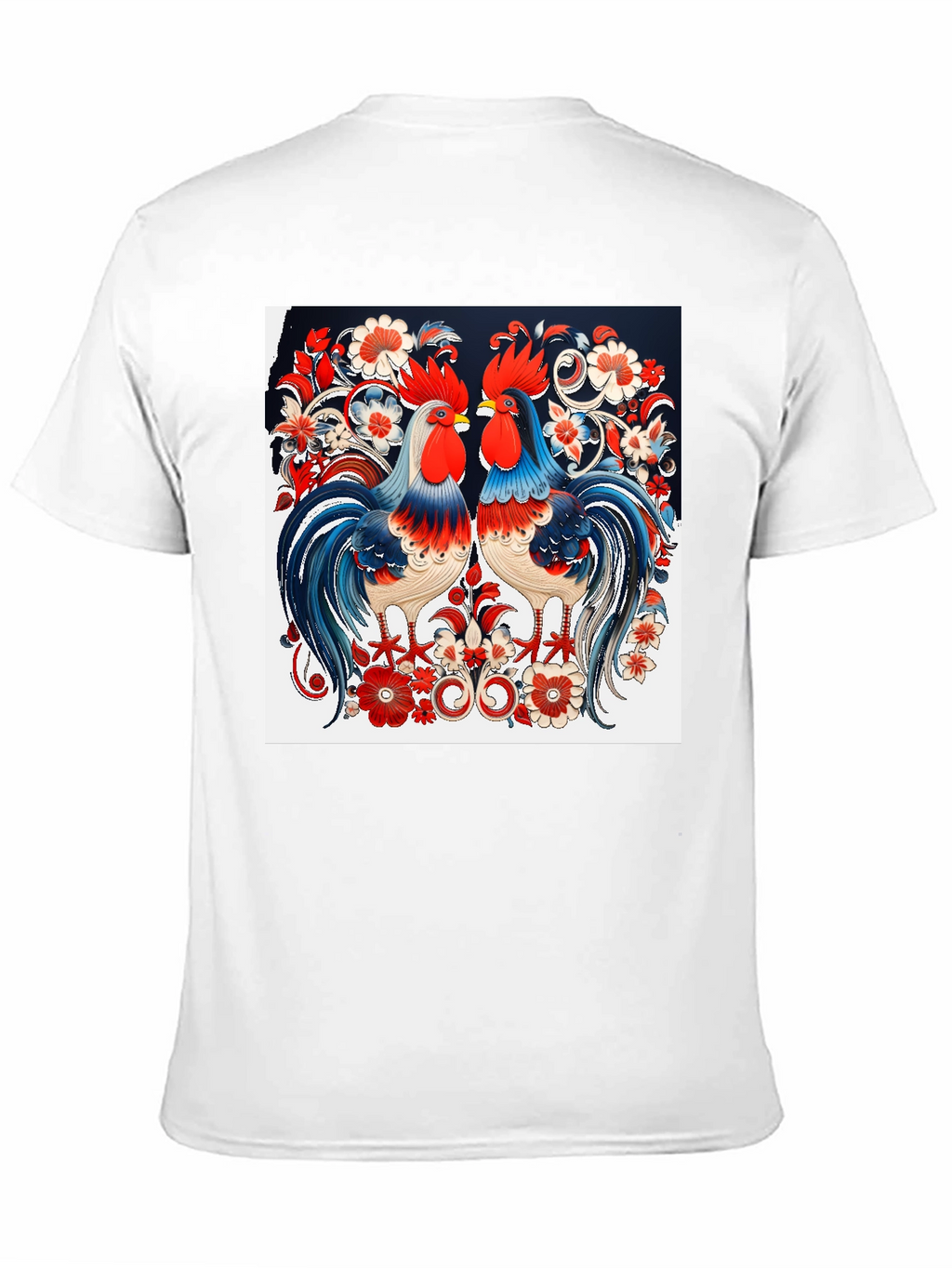 Rooster Floral Print T-Shirt