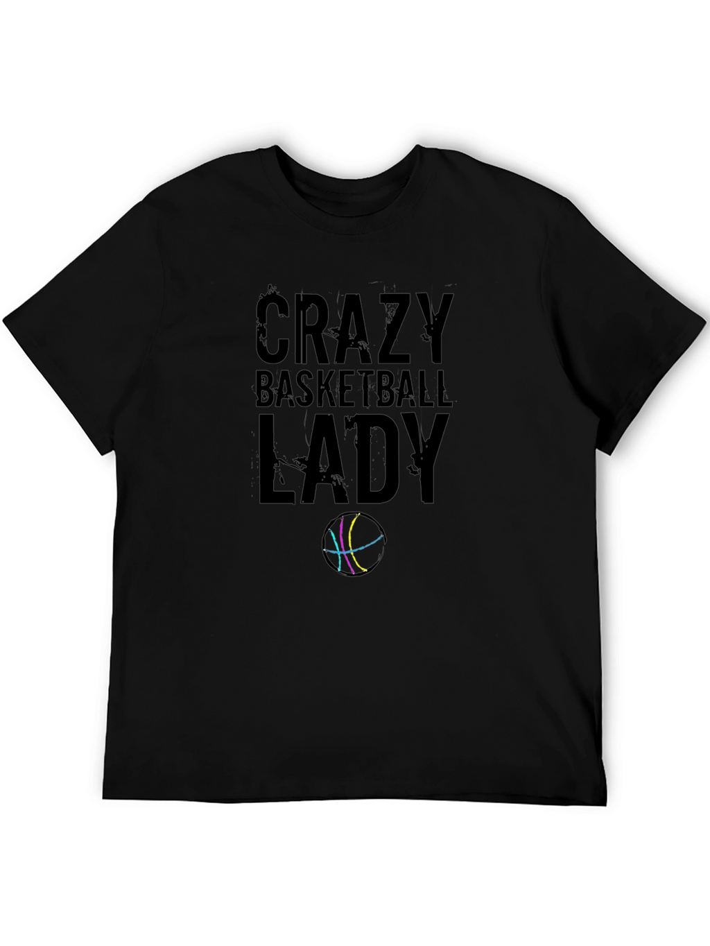 Crazy Basketball Lady Graphic Tee - Black