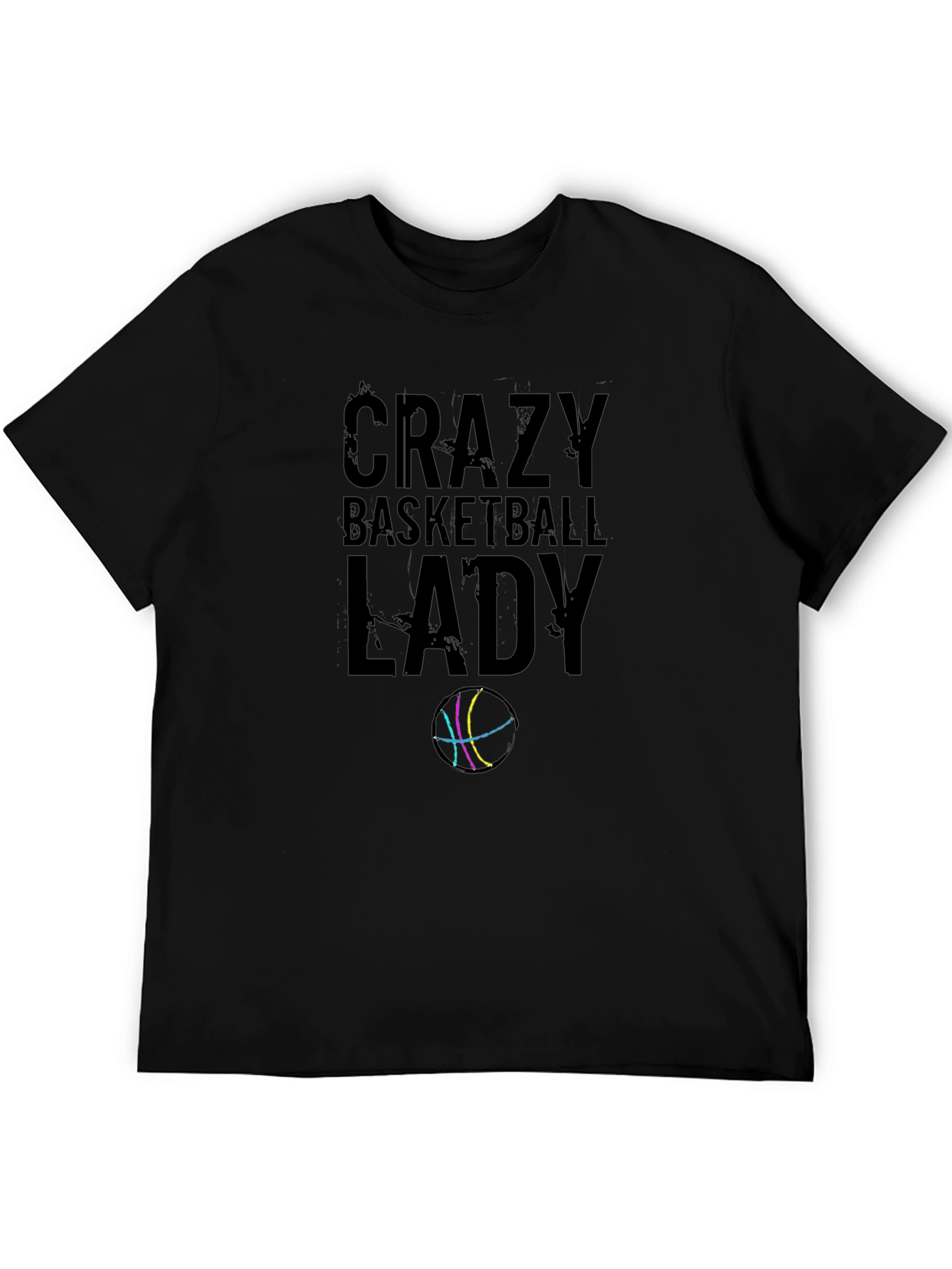 Crazy Basketball Lady Graphic Tee - Black
