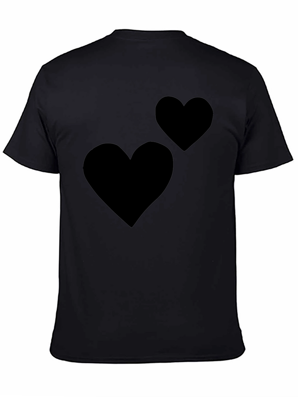 Modern Two Hearts Black T-Shirt for Men