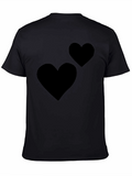 Modern Two Hearts Black T-Shirt for Men