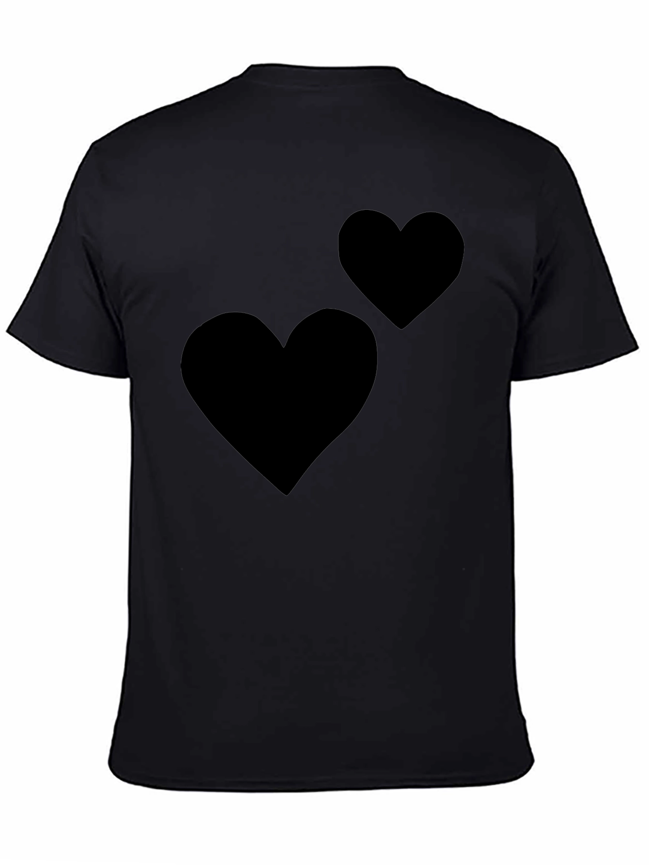 Modern Two Hearts Black T-Shirt for Men