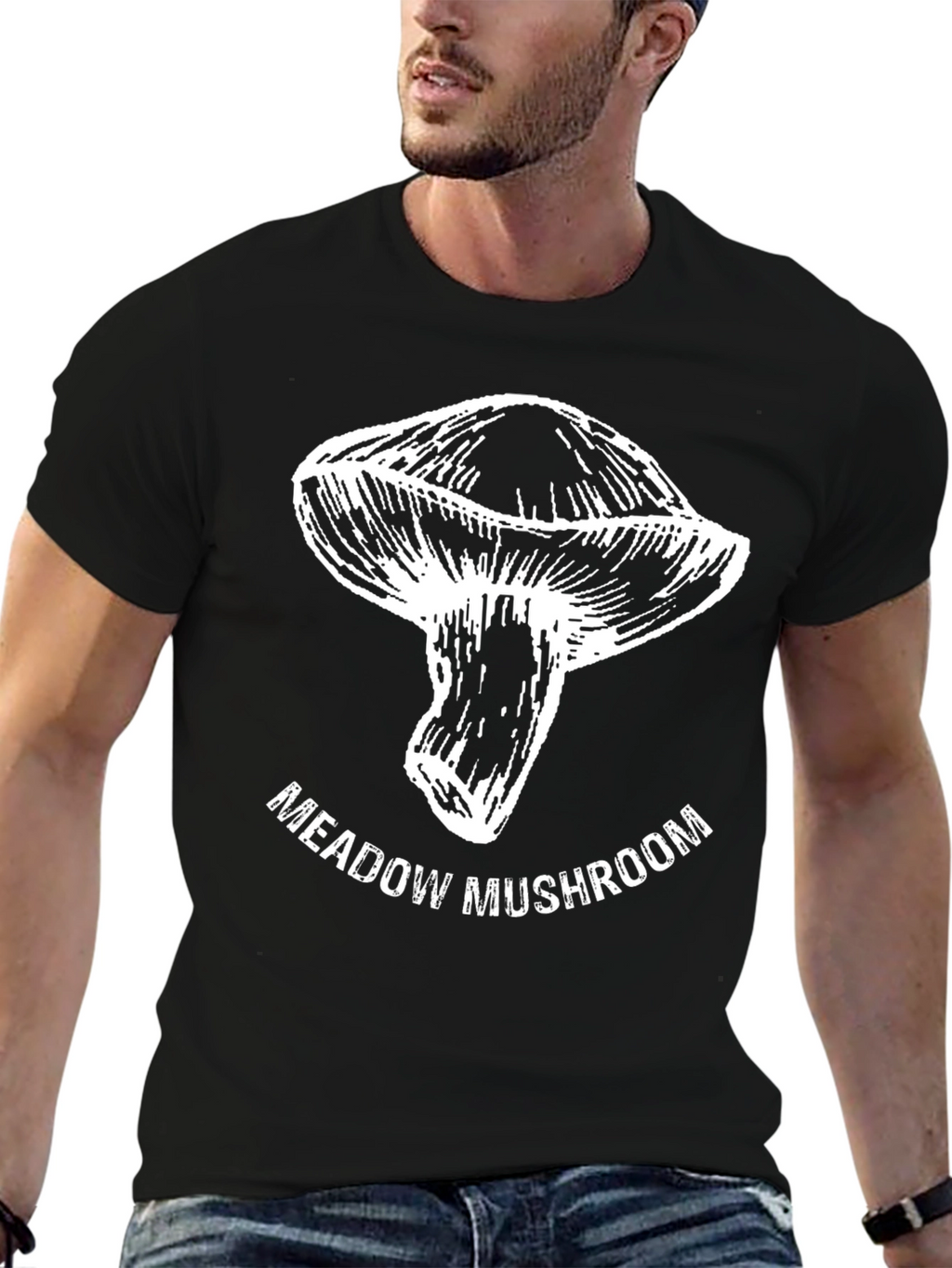 Meadow Mushroom Graphic Tee - Unisex Black T-Shirt
