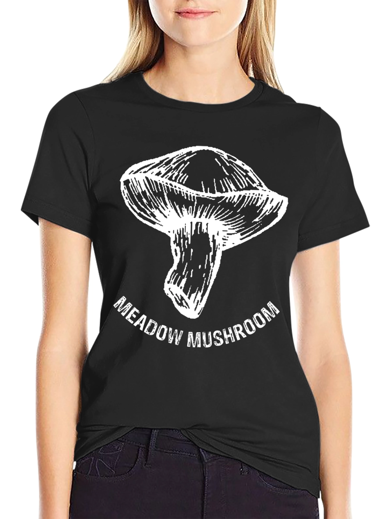 Meadow Mushroom Graphic Tee - Unisex Black T-Shirt