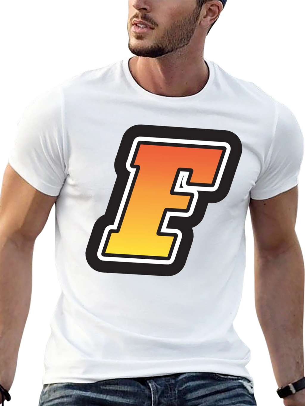 Retro F Graphic Tee - Black Short Sleeve
