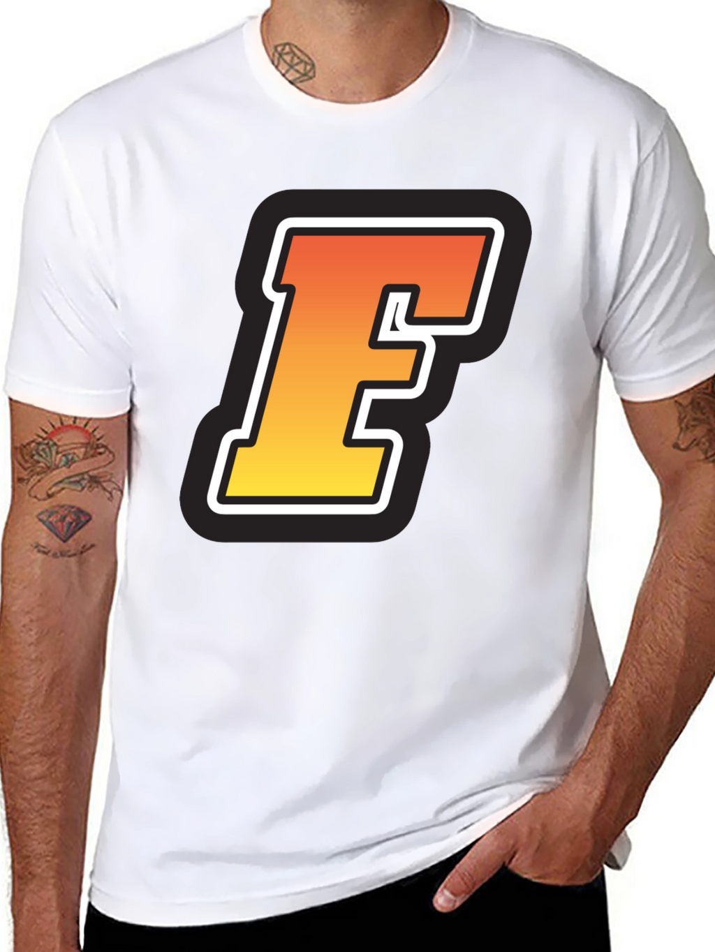 Retro F Graphic Tee - Black Short Sleeve