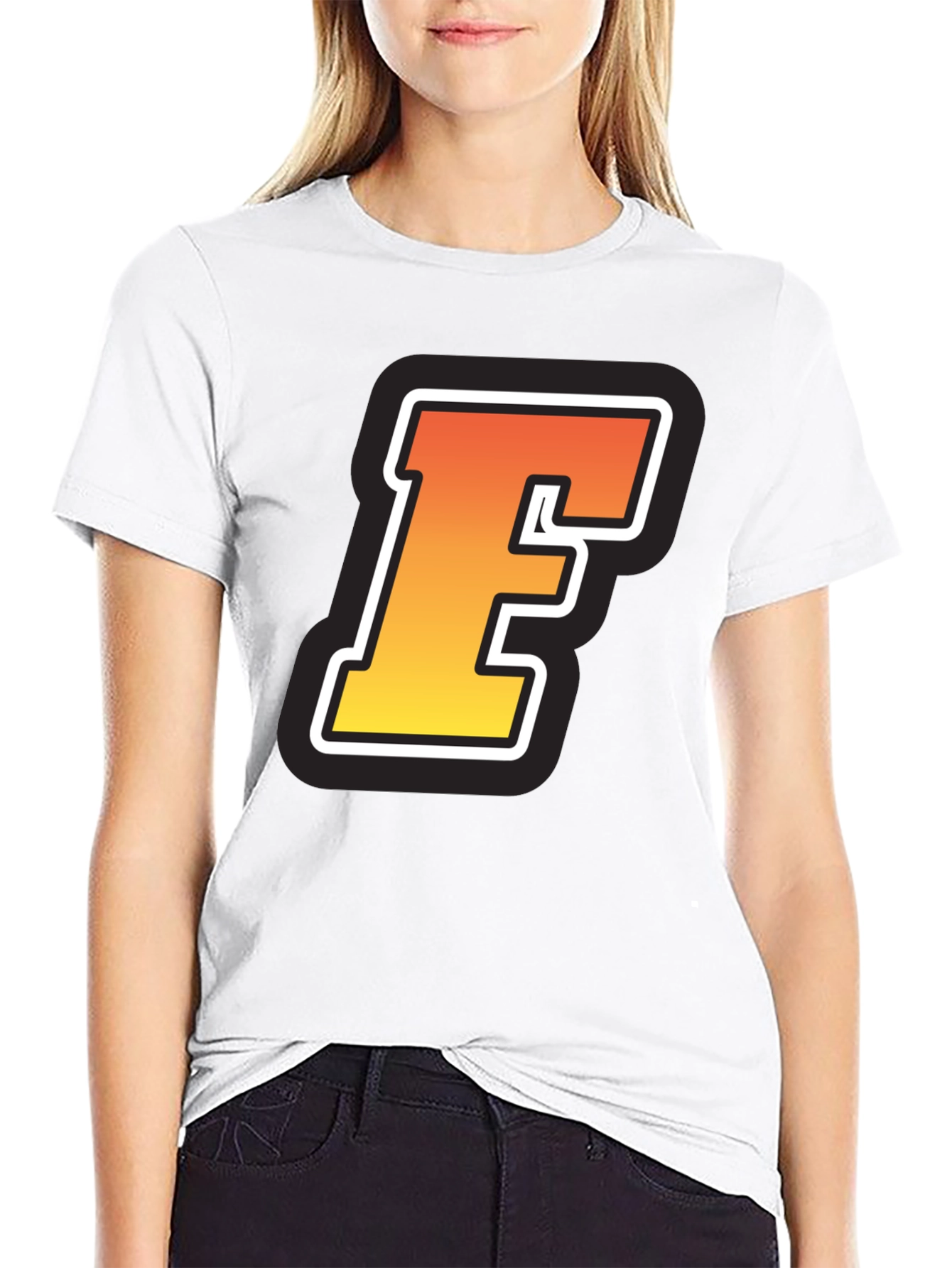 Retro F Graphic Tee - Black Short Sleeve