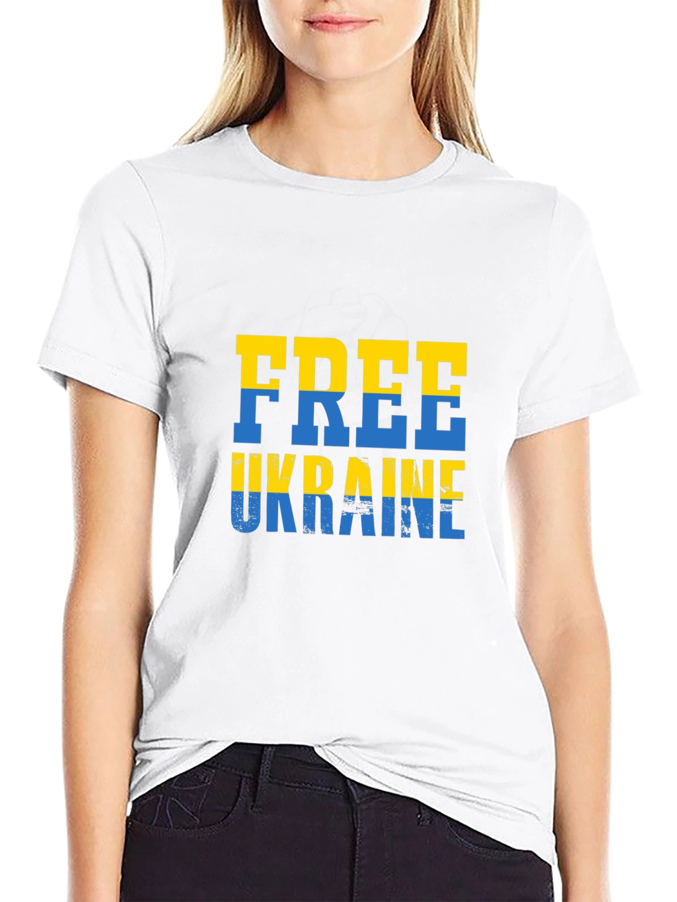 Free Ukraine Tee - Black Cotton Support T-Shirt