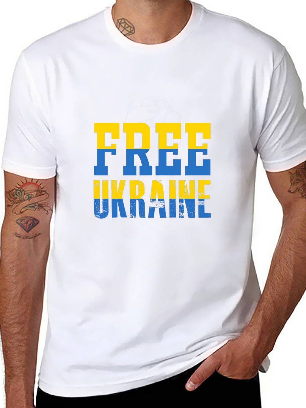 Free Ukraine Tee - Black Cotton Support T-Shirt