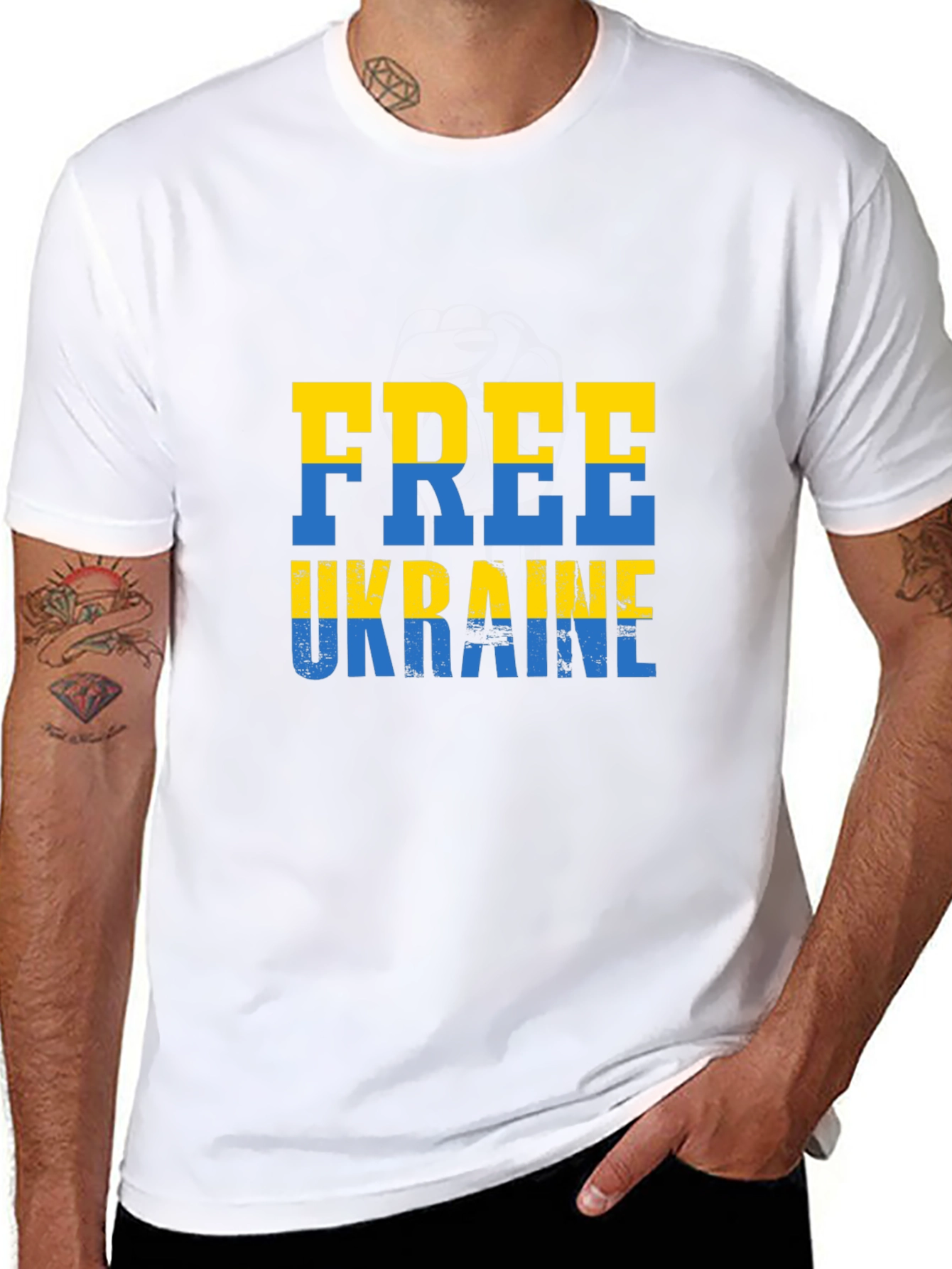Free Ukraine Tee - Black Cotton Support T-Shirt
