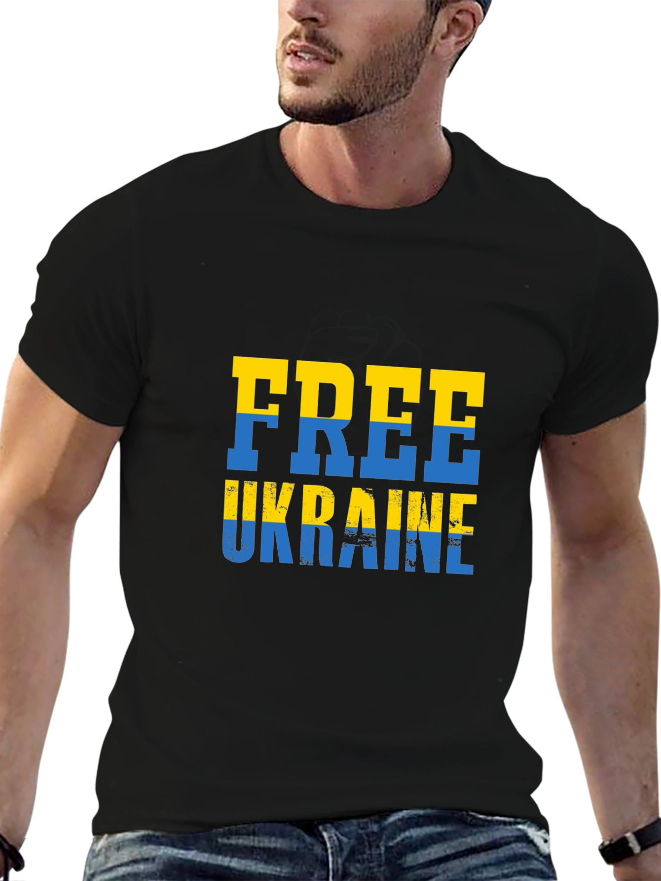 Free Ukraine Tee - Black Cotton Support T-Shirt