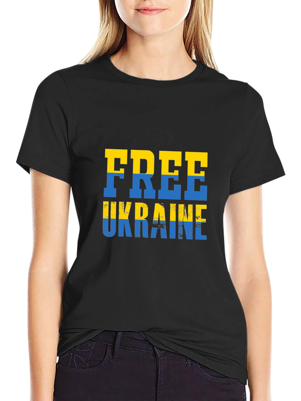 Free Ukraine Tee - Black Cotton Support T-Shirt