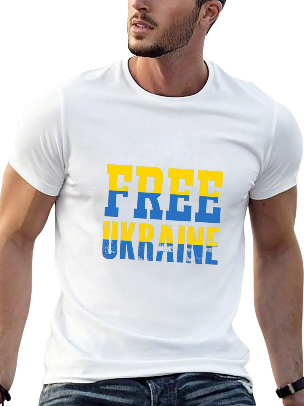 Free Ukraine Tee - Black Cotton Support T-Shirt
