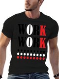 Work Graphic Tee - Black Cotton Crew Neck