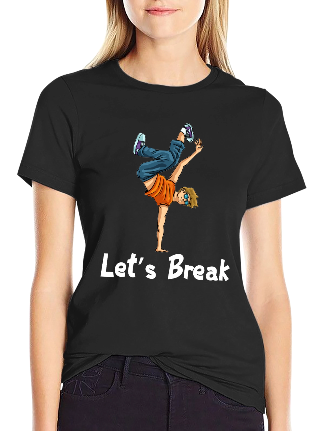 Lets Break Dance T-Shirt Black Tee