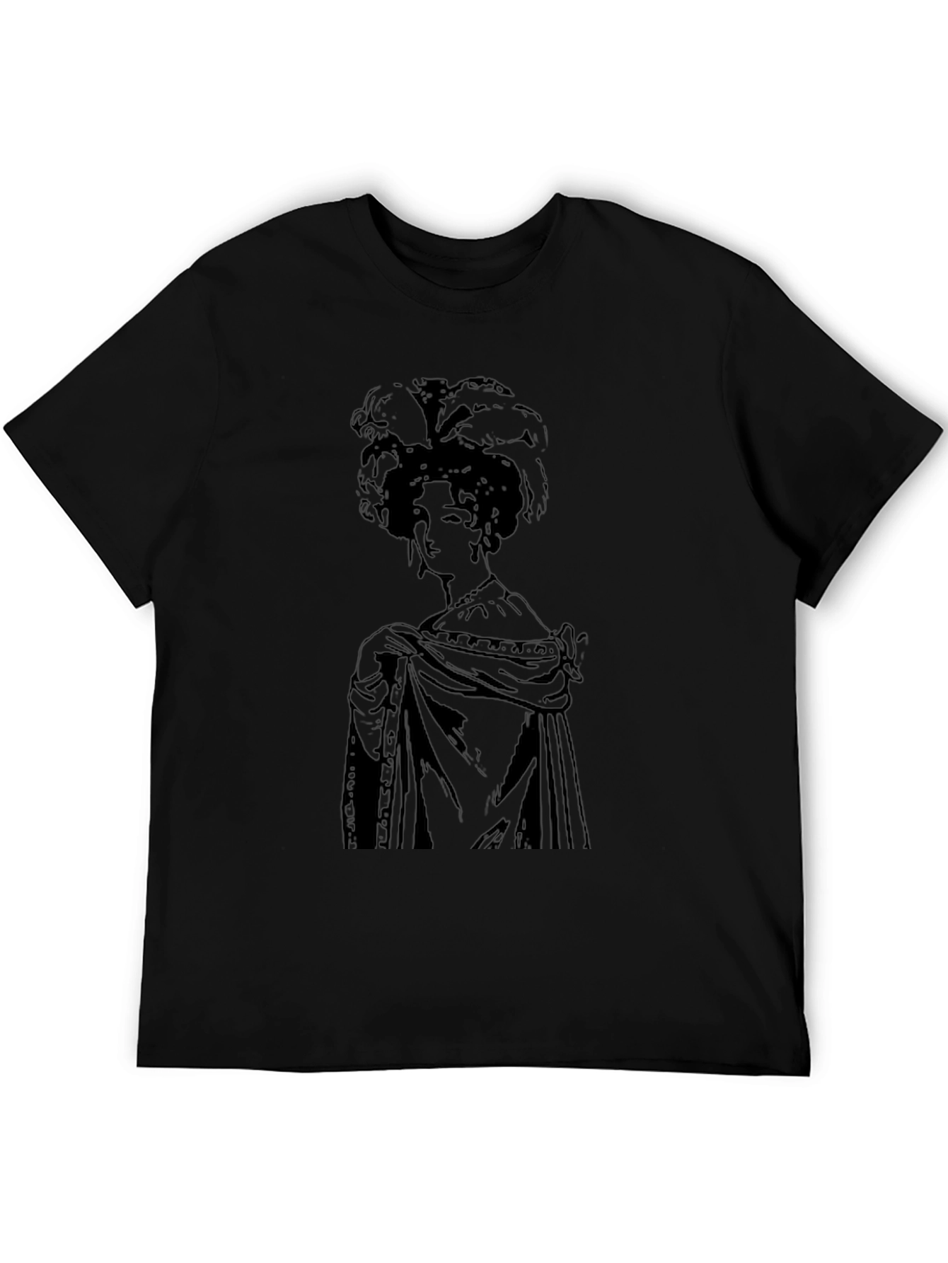 Vintage Lady Graphic Tee - Stylish Black Cotton T-Shirt