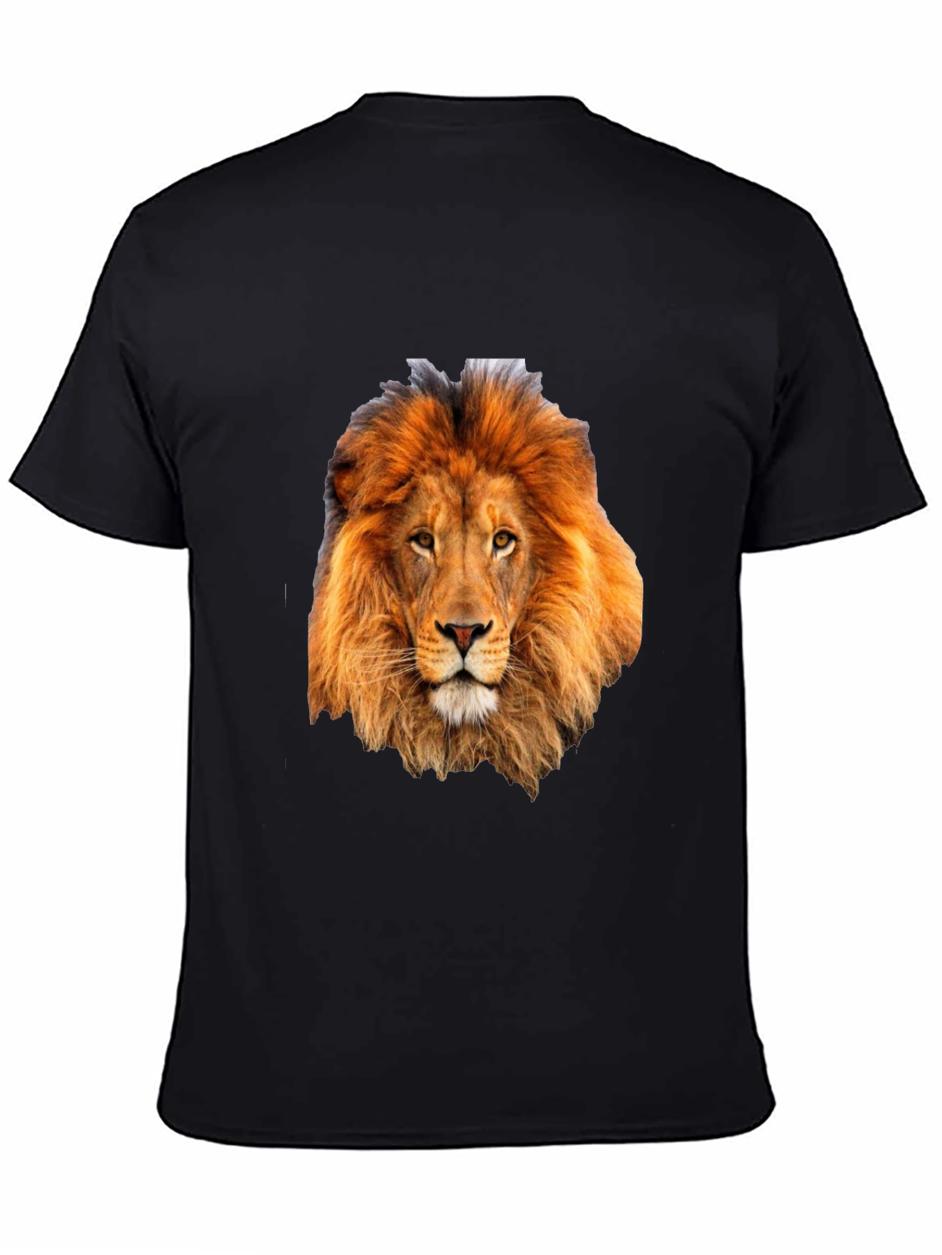 Lion Head Graphic Print Black T-Shirt