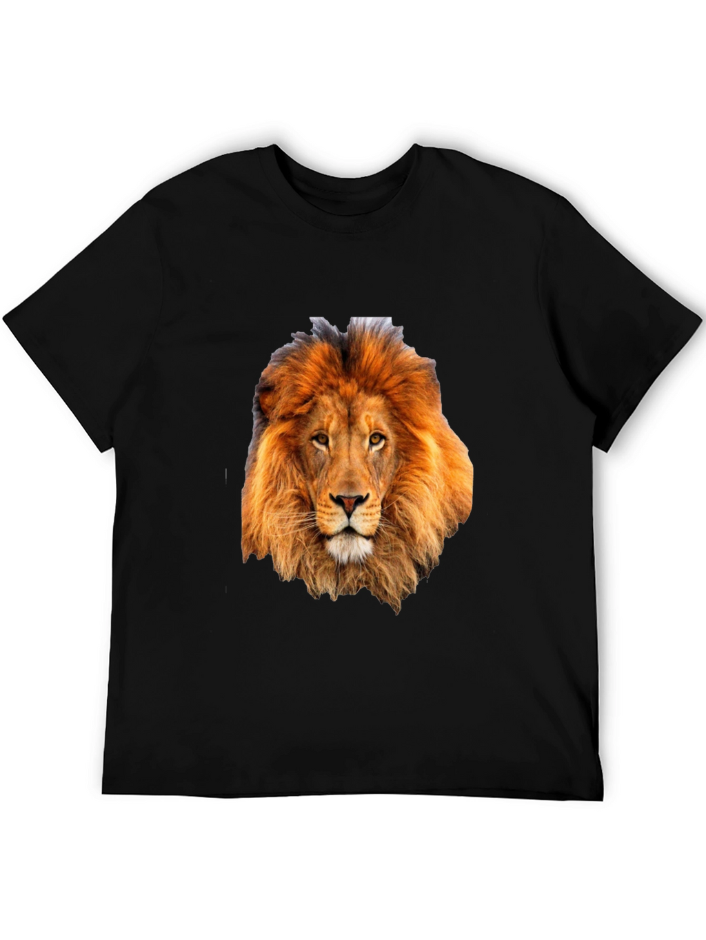 Lion Head Graphic Print Black T-Shirt