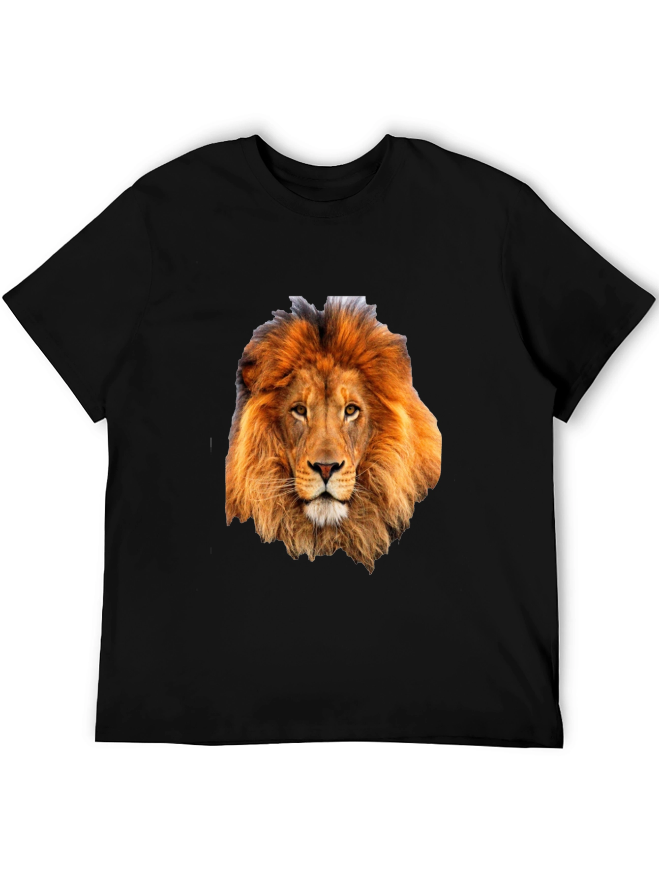 Lion Head Graphic Print Black T-Shirt