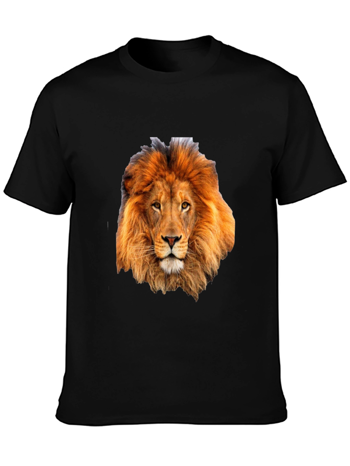 Lion Head Graphic Print Black T-Shirt