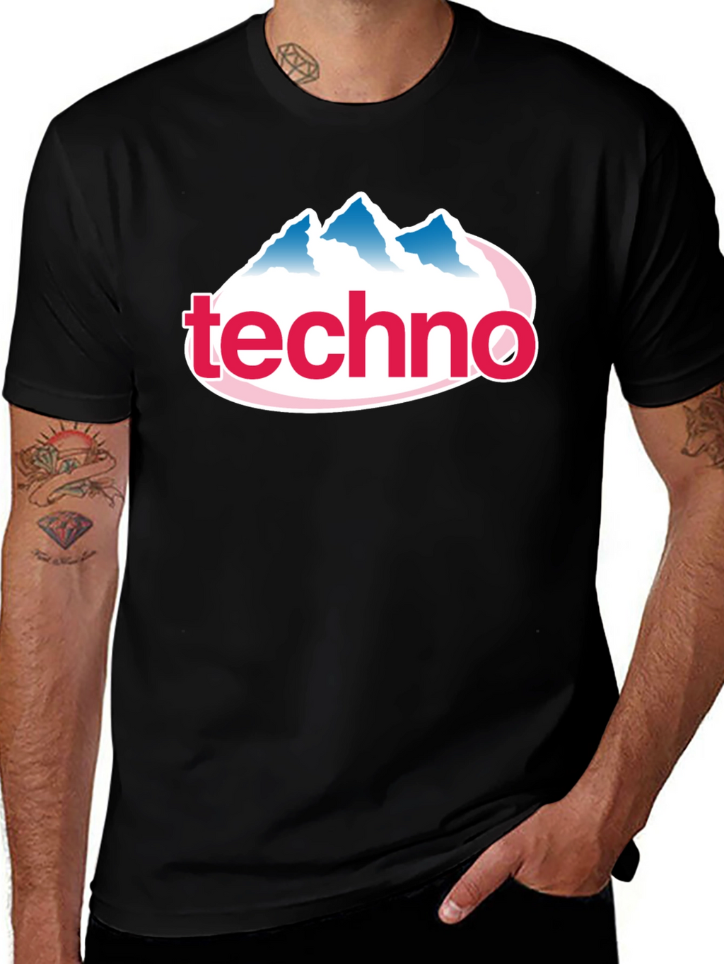 Techno Mountain Graphic Tee - Black