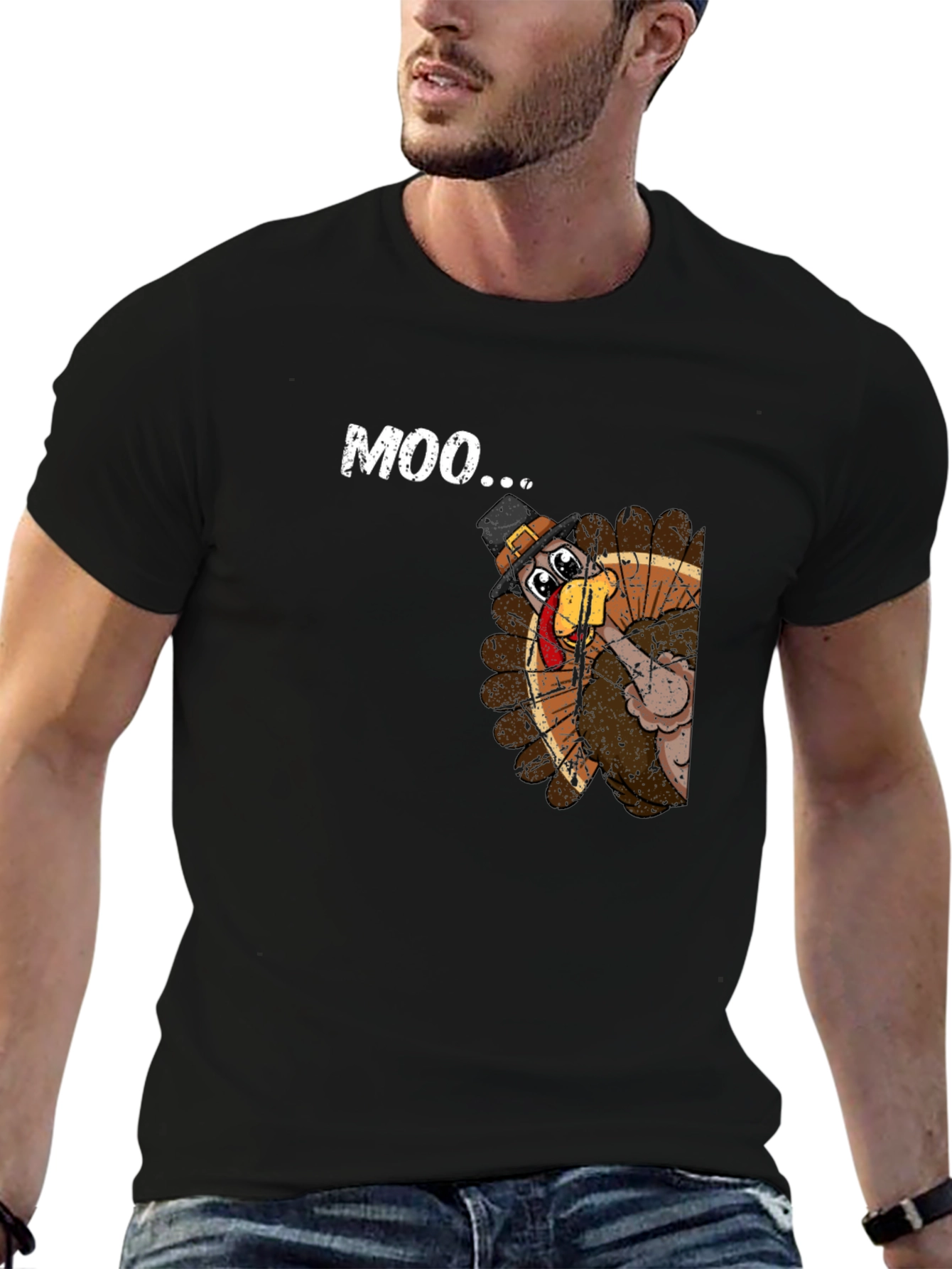 Moo Turkey T-Shirt: Funny Thanksgiving Tee