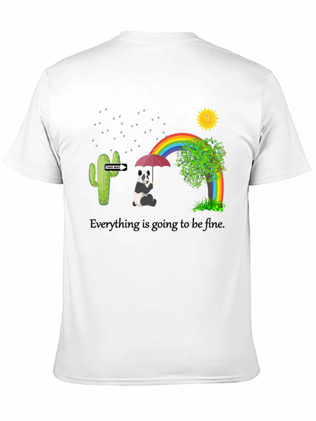 Panda Rainbow Black T-Shirt