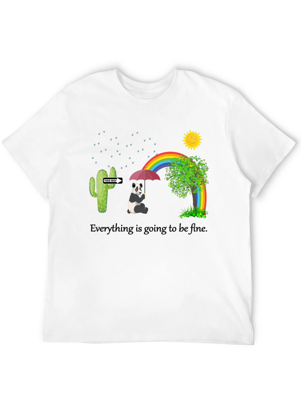 Panda Rainbow Black T-Shirt