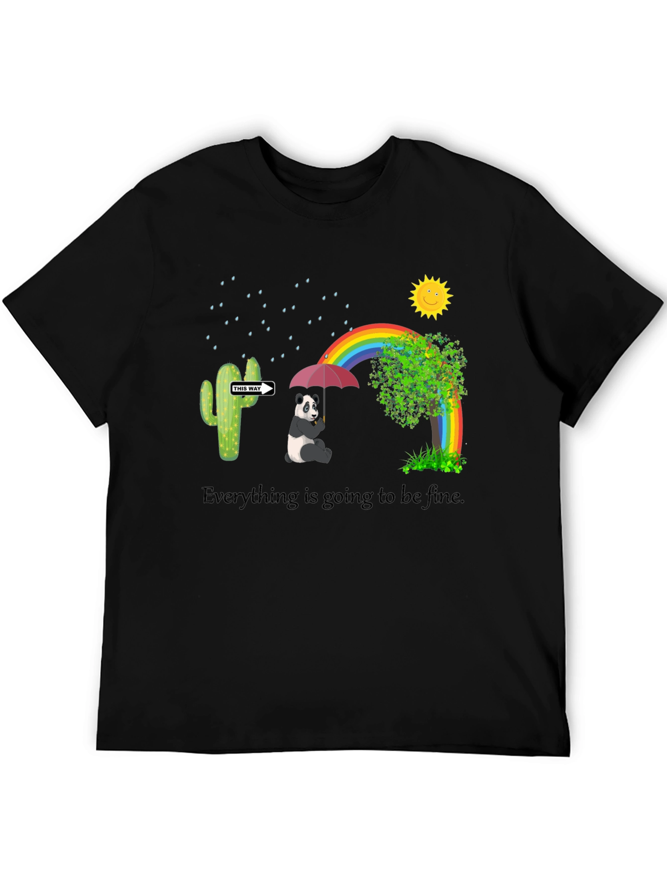 Panda Rainbow Black T-Shirt