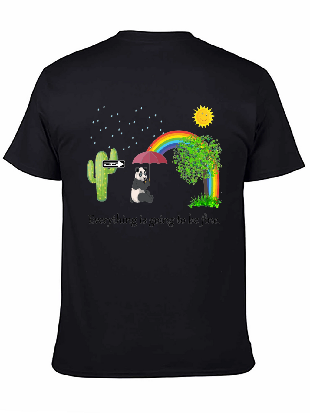 Panda Rainbow Black T-Shirt