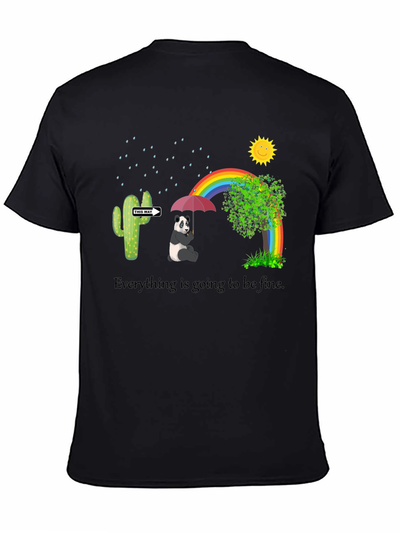 Panda Rainbow Black T-Shirt