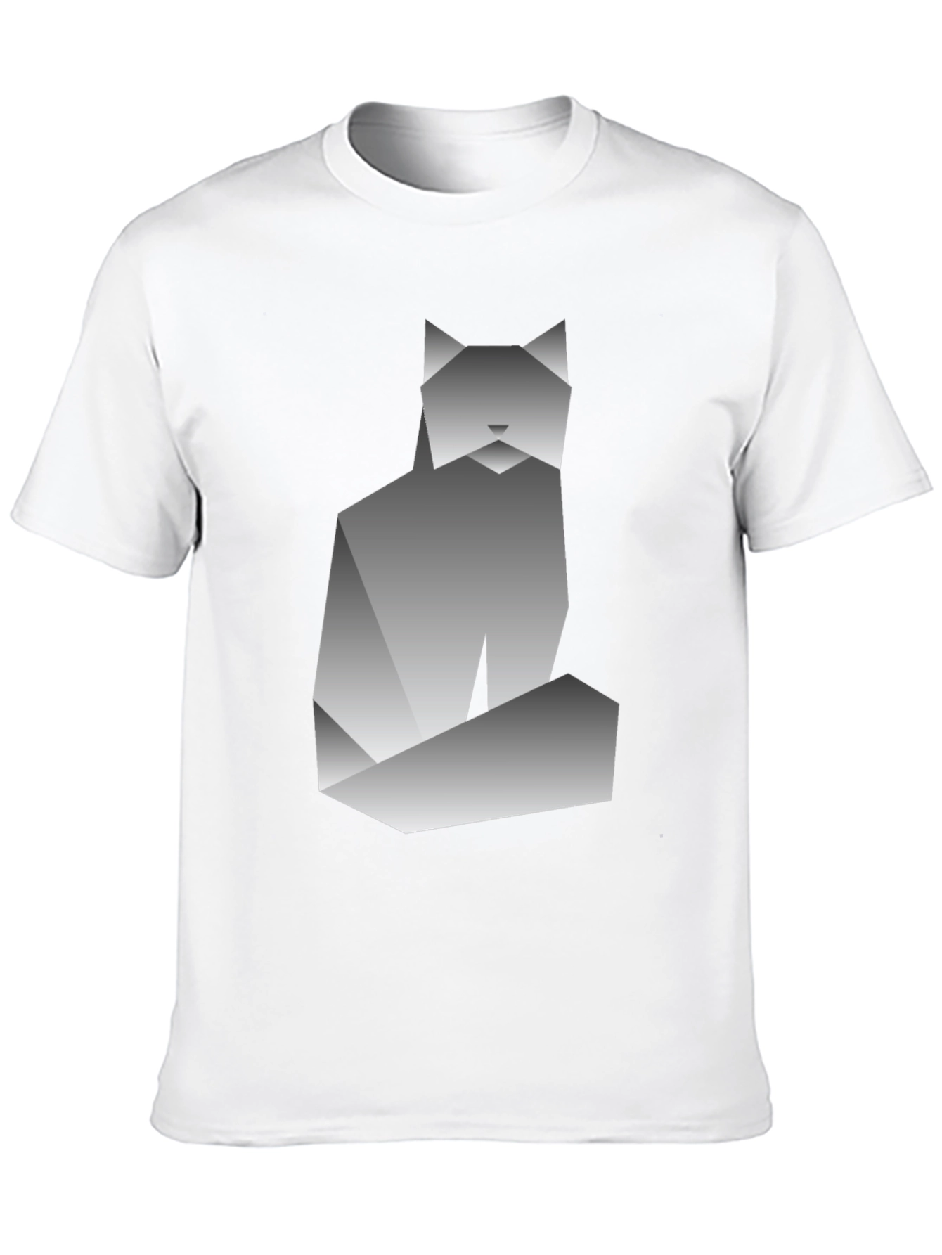 Geometric Cat Graphic Tee - Modern Art Shirt