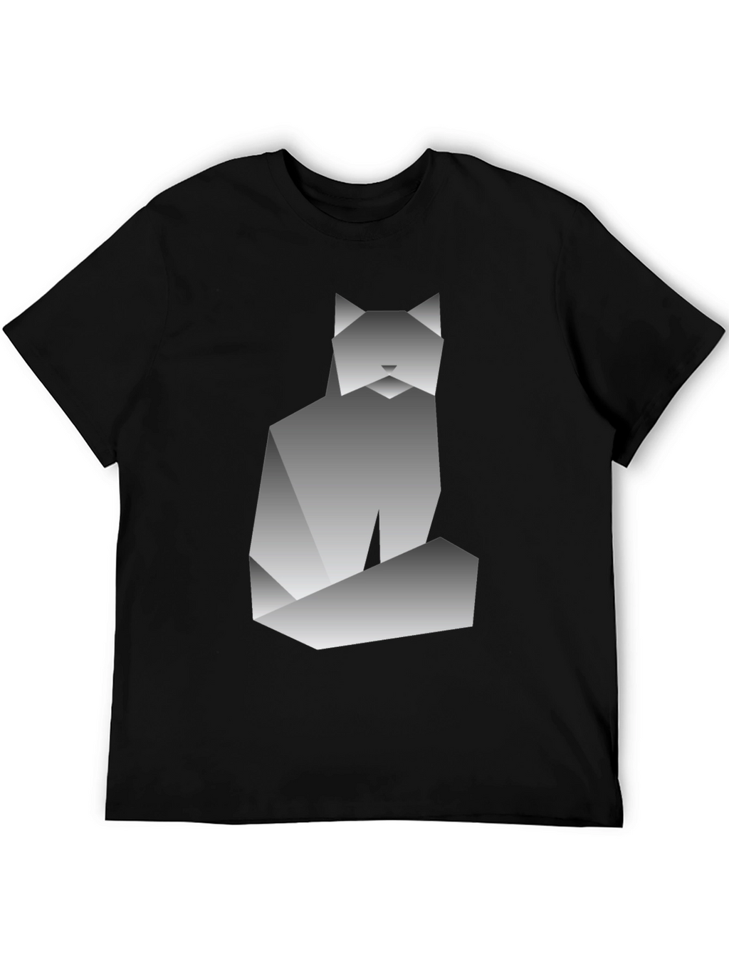 Geometric Cat Graphic Tee - Modern Art Shirt