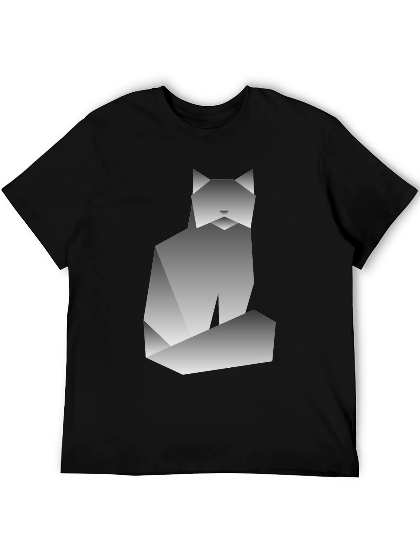 Geometric Cat Graphic Tee - Modern Art Shirt