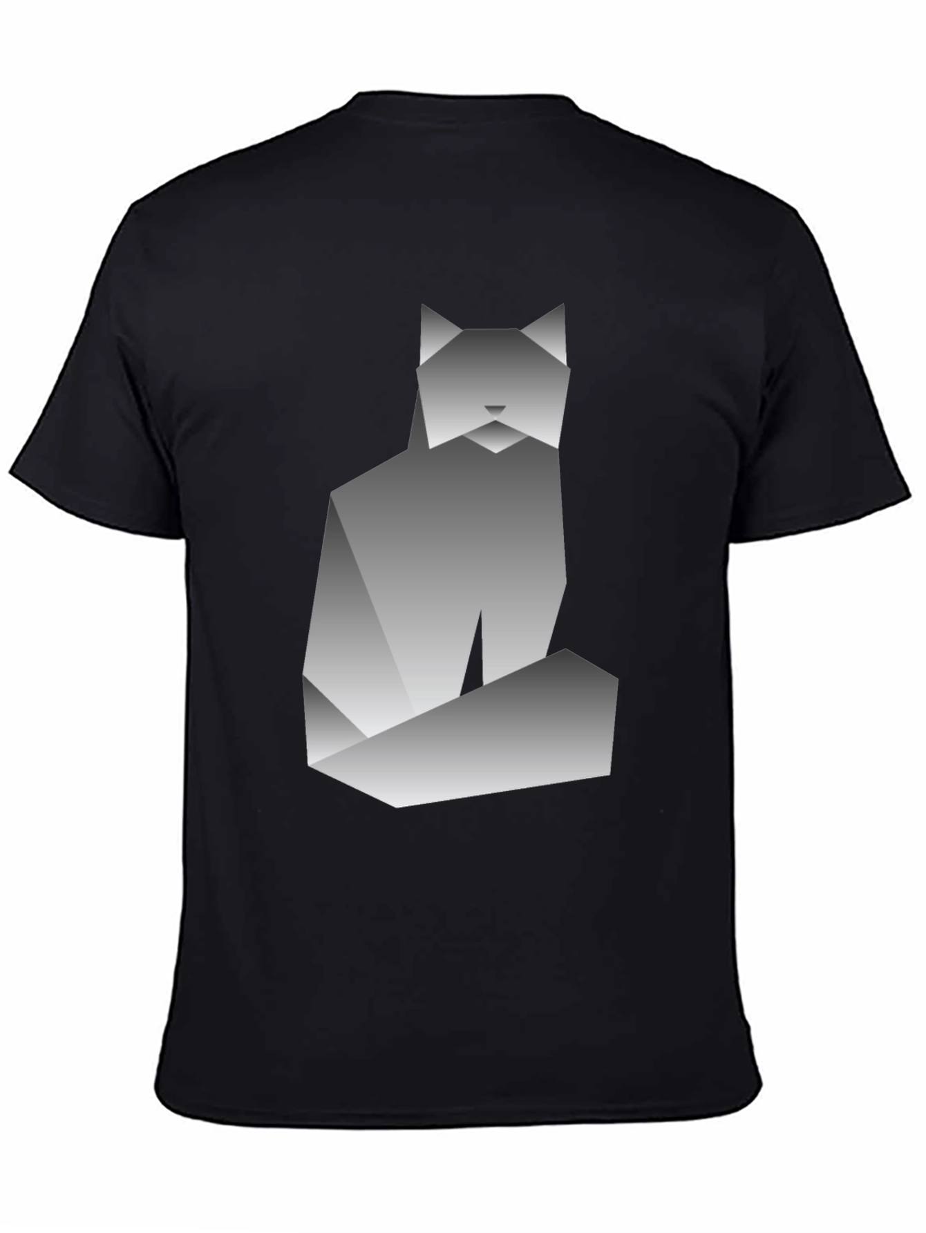Geometric Cat Graphic Tee - Modern Art Shirt