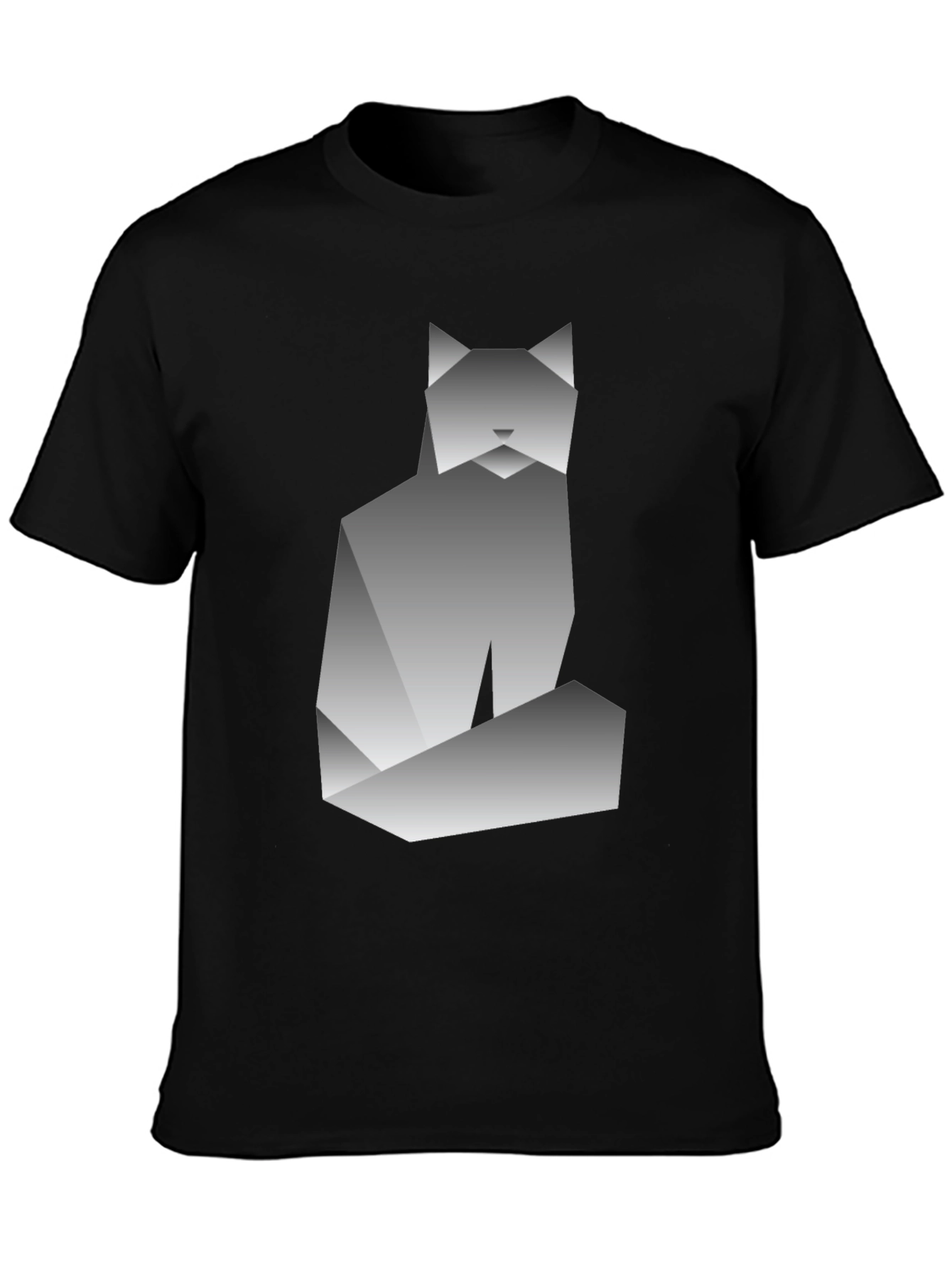 Geometric Cat Graphic Tee - Modern Art Shirt
