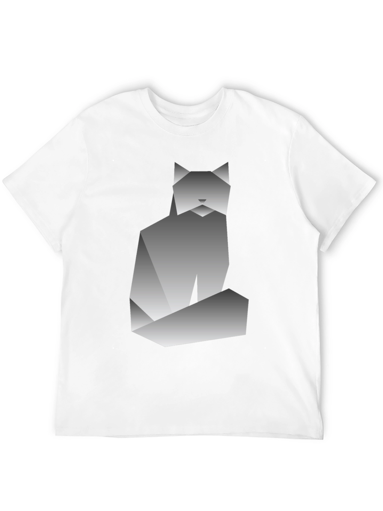 Geometric Cat Graphic Tee - Modern Art Shirt