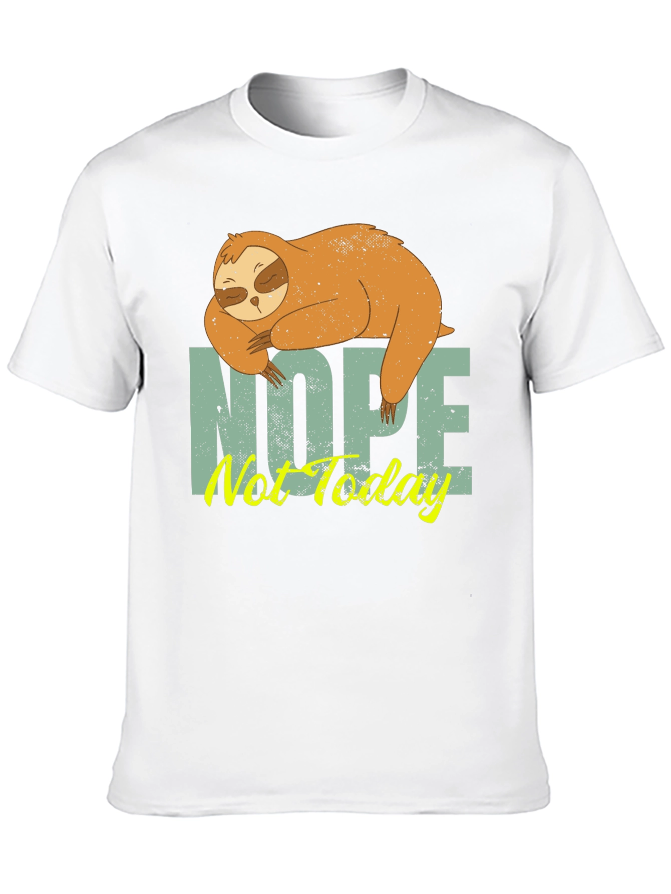 Sloth Nope Not Today Mens Black T-Shirt
