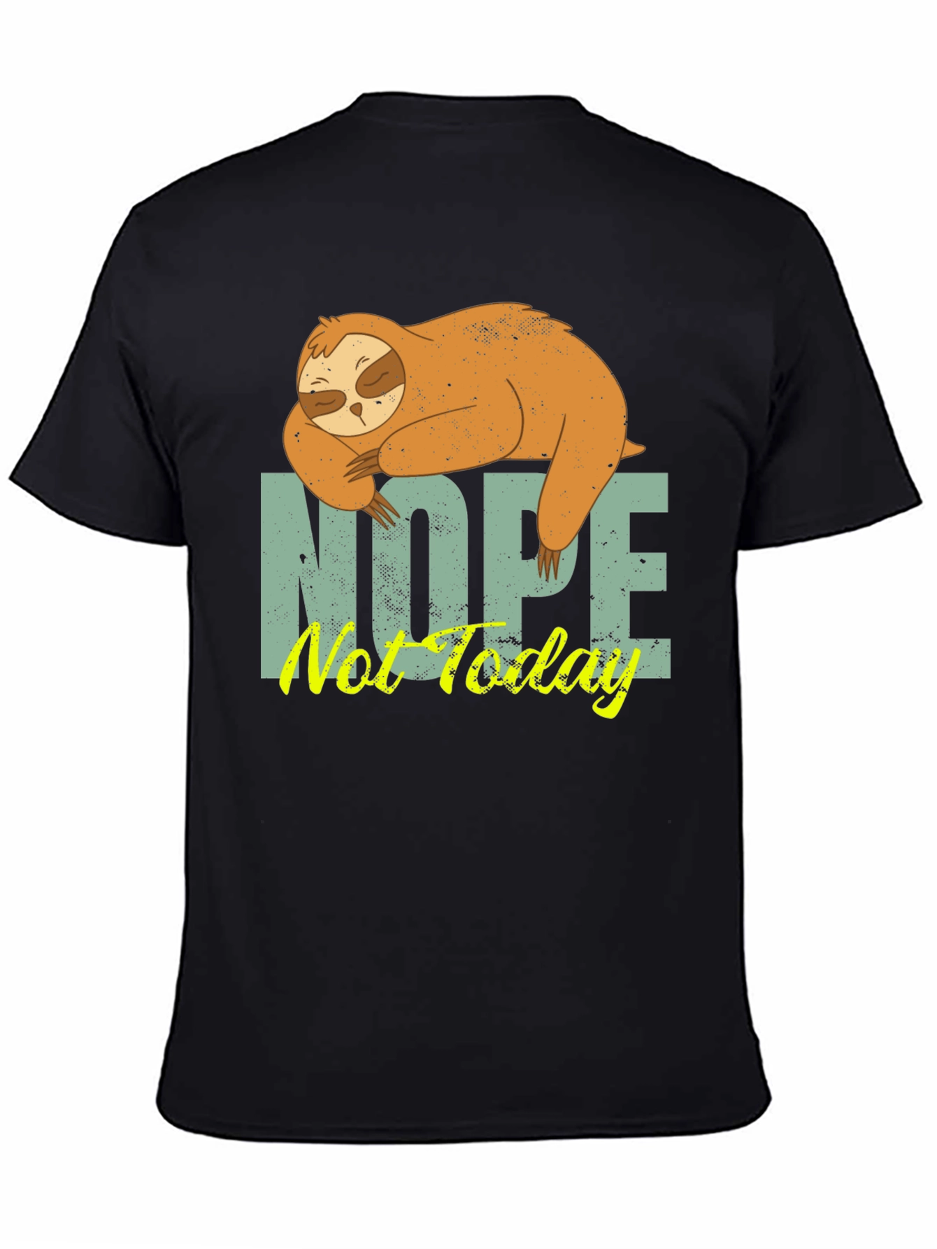 Sloth Nope Not Today Mens Black T-Shirt