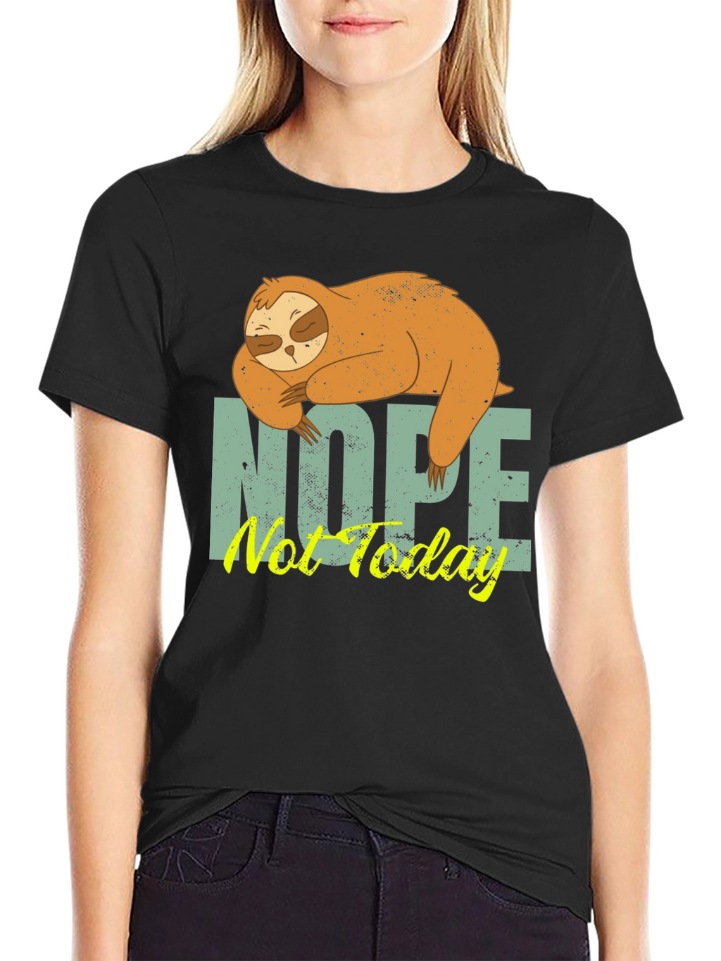 Sloth Nope Not Today Mens Black T-Shirt