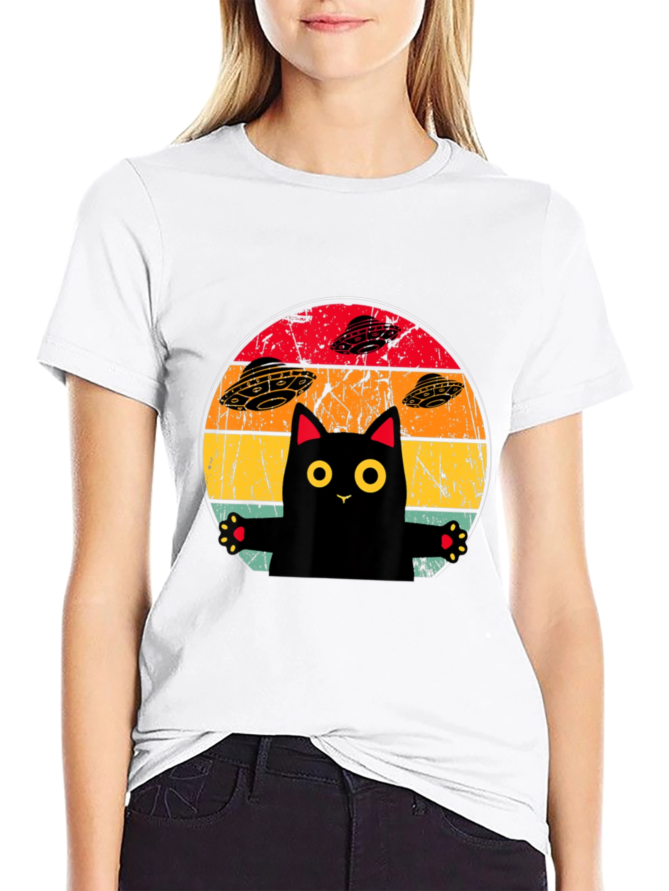 Retro Cat UFO T-Shirt
