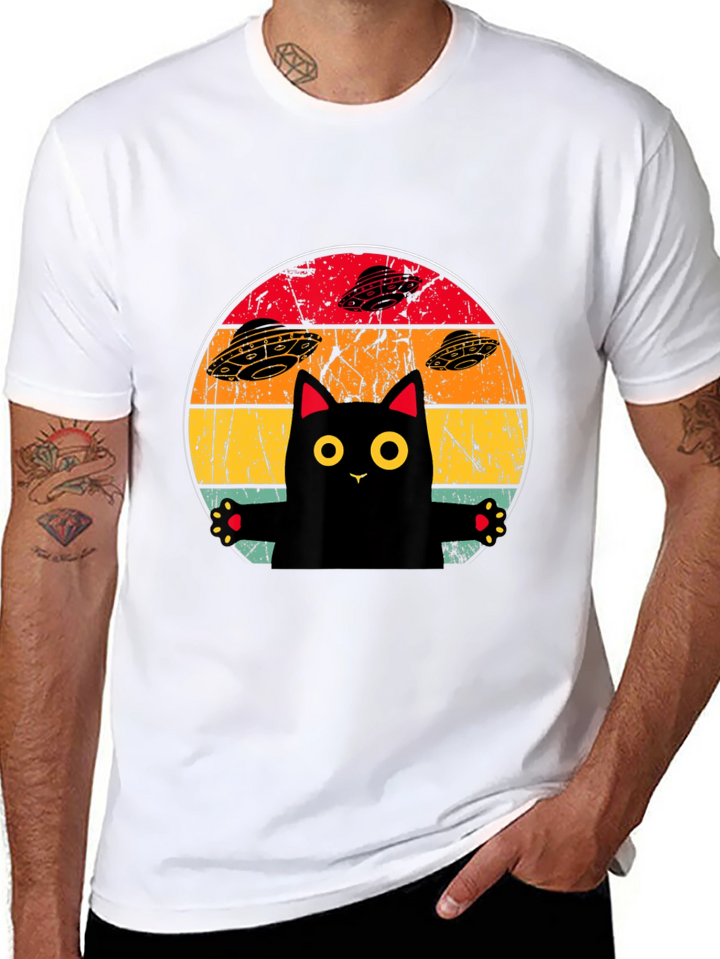 Retro Cat UFO T-Shirt