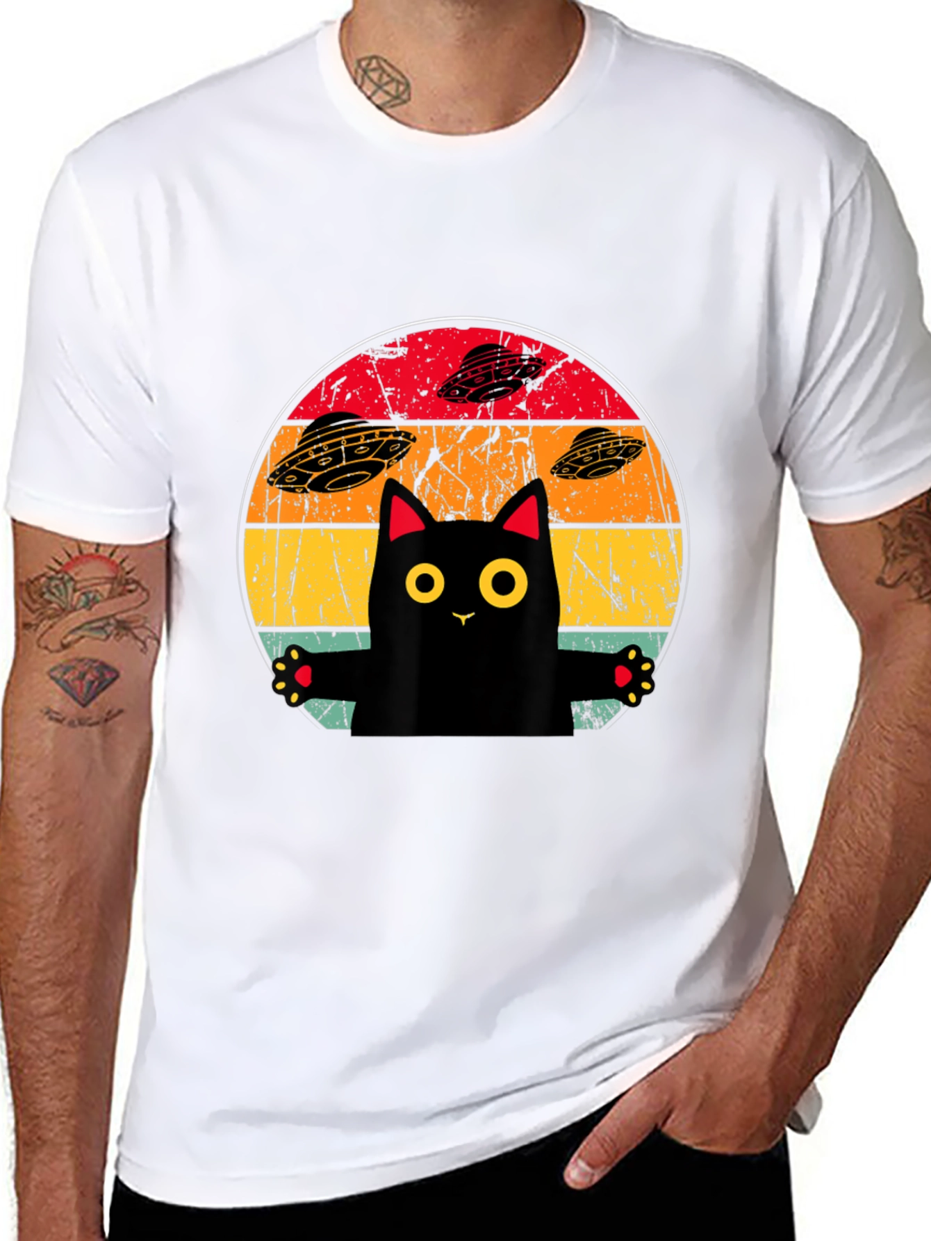 Retro Cat UFO T-Shirt