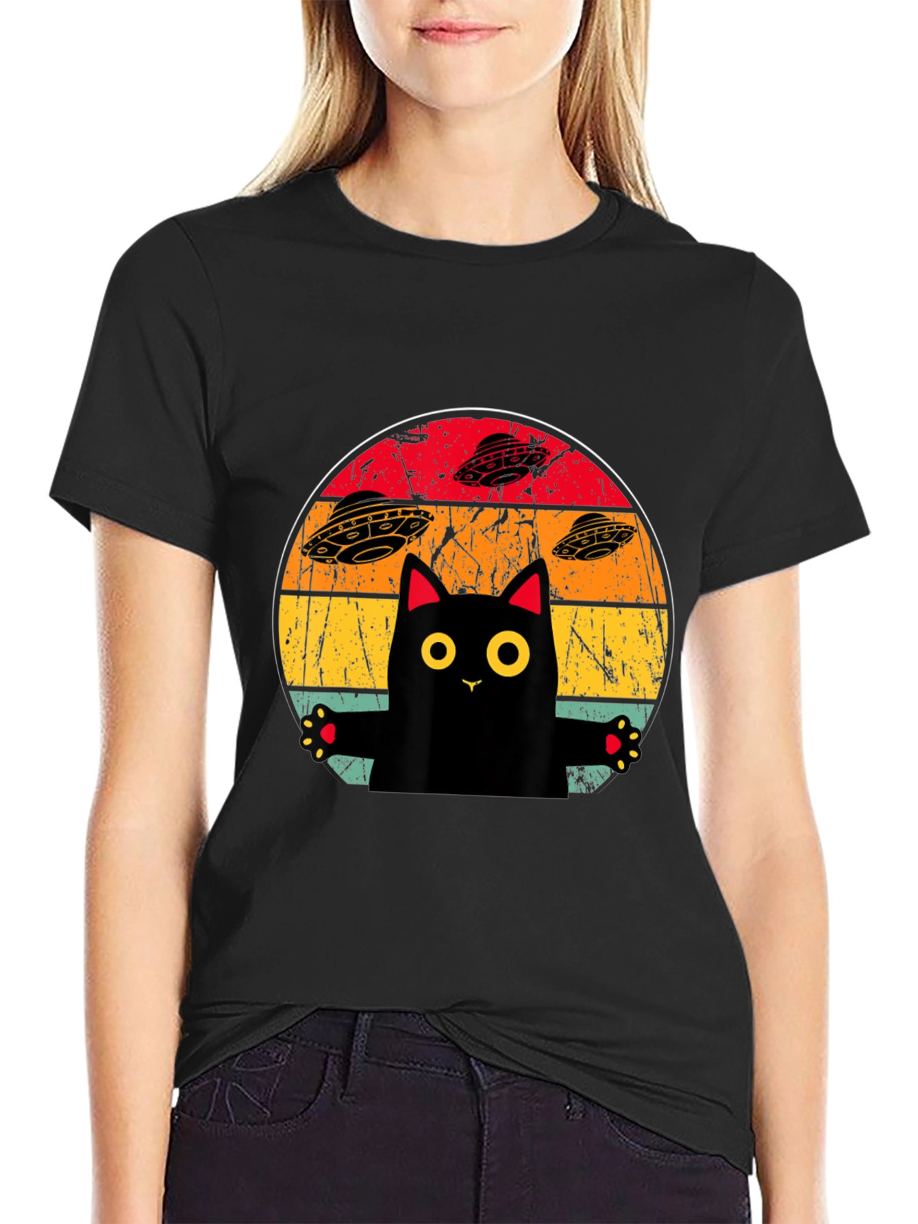 Retro Cat UFO T-Shirt