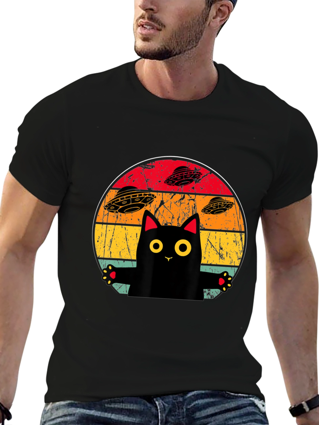 Retro Cat UFO T-Shirt